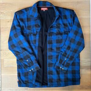 Simms Thermal Lined Flannel Shirt Fishing Shacket Blue Buffalo Check Mens XL